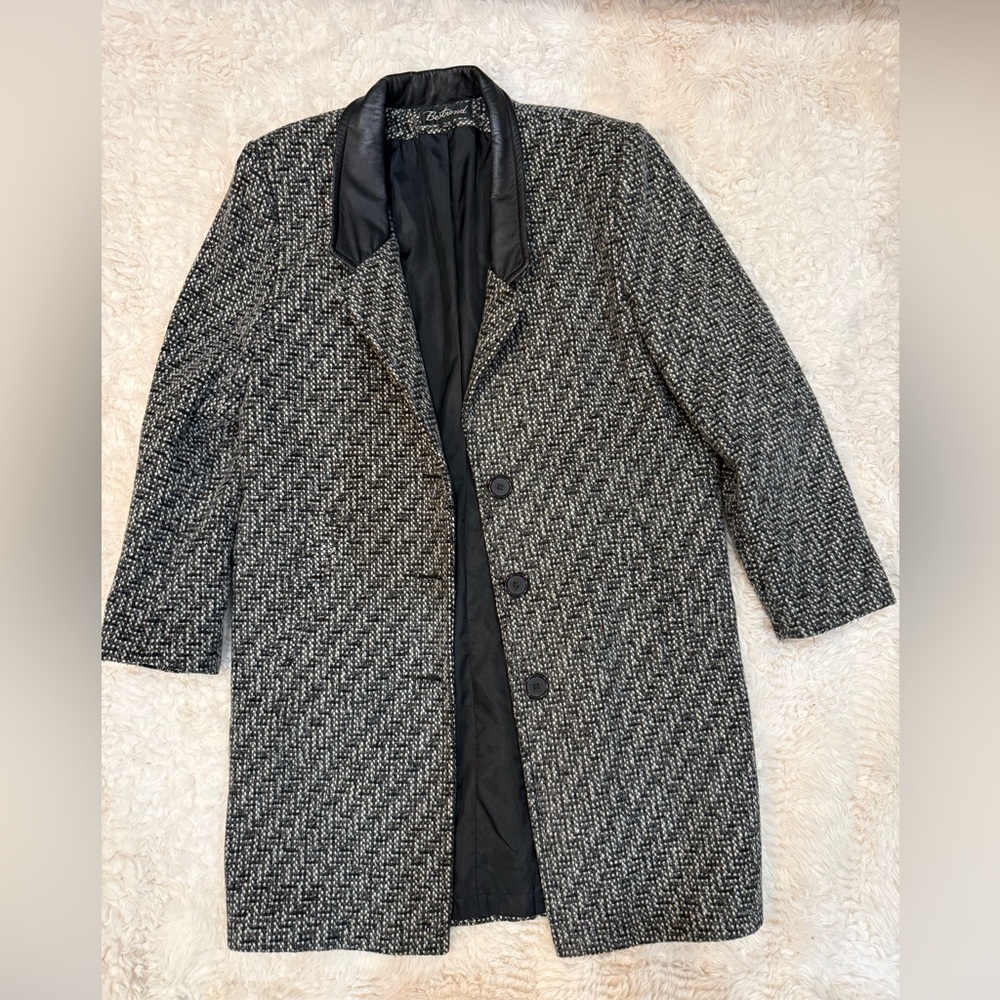 Classic Black & White Tweed Women's Coat